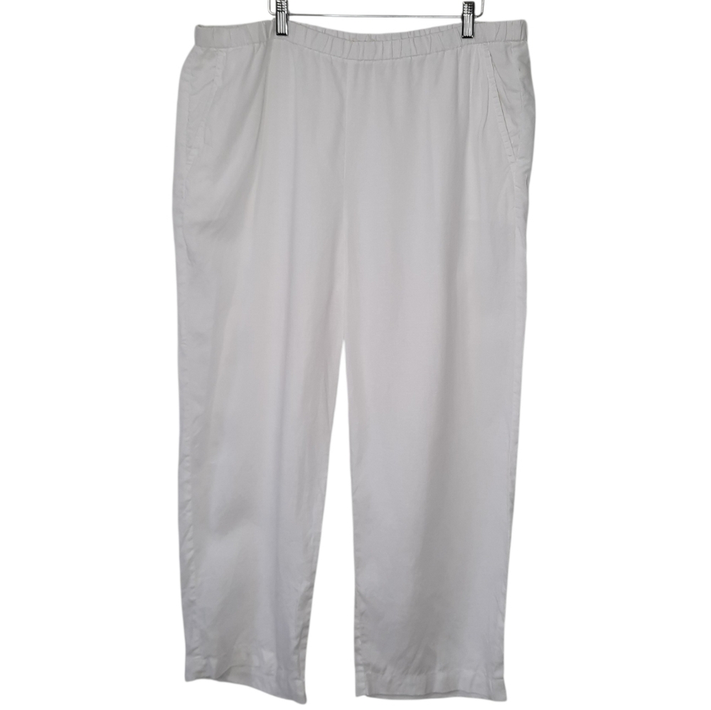 Eileen Fisher Organic Linen Pull On Wide Leg Pants White Womens Size XL